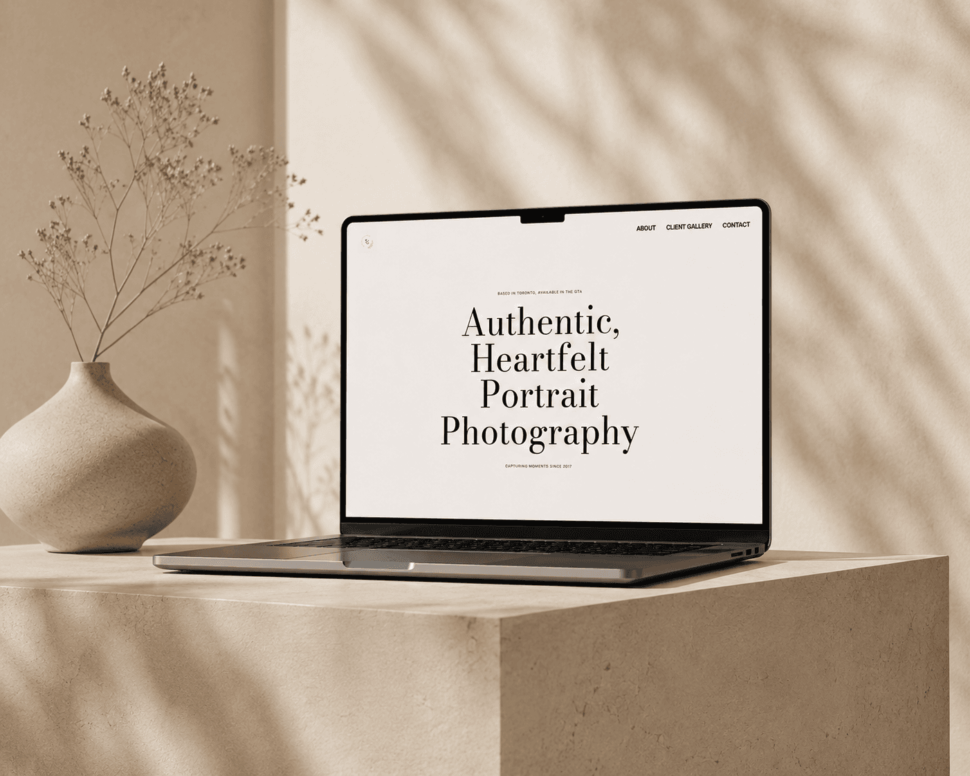 SG Photography client gallery reveal featuring a family portrait and editorial typography.